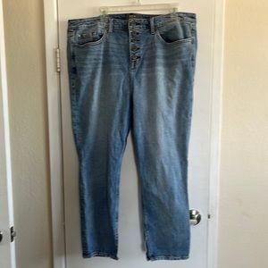 Torrid high-rise straight blue jeans with slits at ankles. Brand new. Size 16R